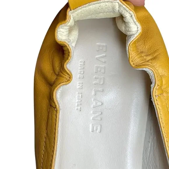Everlane The Day Leather Heel Size 5.5 Mustard Yellow comfort shoes preppy - Picture 4 of 11